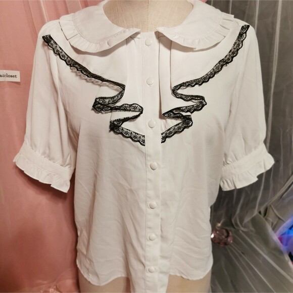 MA*RS Small Blouse Ruffle Jirai Kei Cosplay Halloween School Uniform Top Women's - Picture 1 of 8